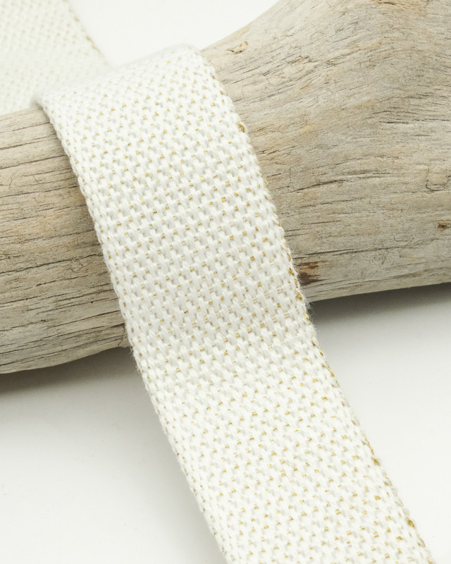 Sangle Coton Lurex Or 30MM blanc